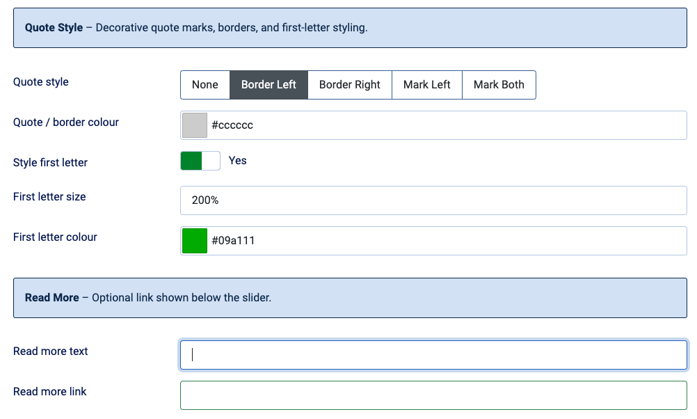 Testimonial, Quote slider